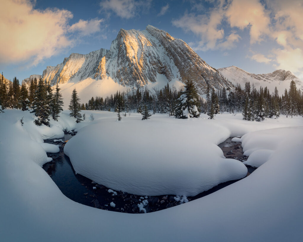 Alt - snowy mountain river under Mount Chester