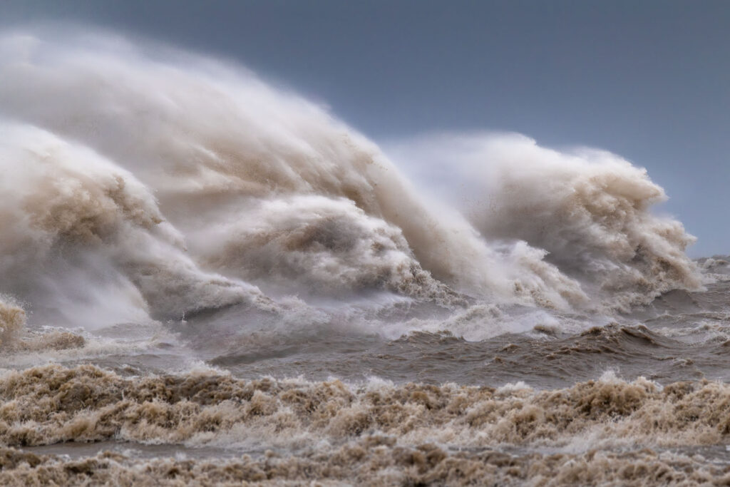 Waves form a skull on Lake Erie